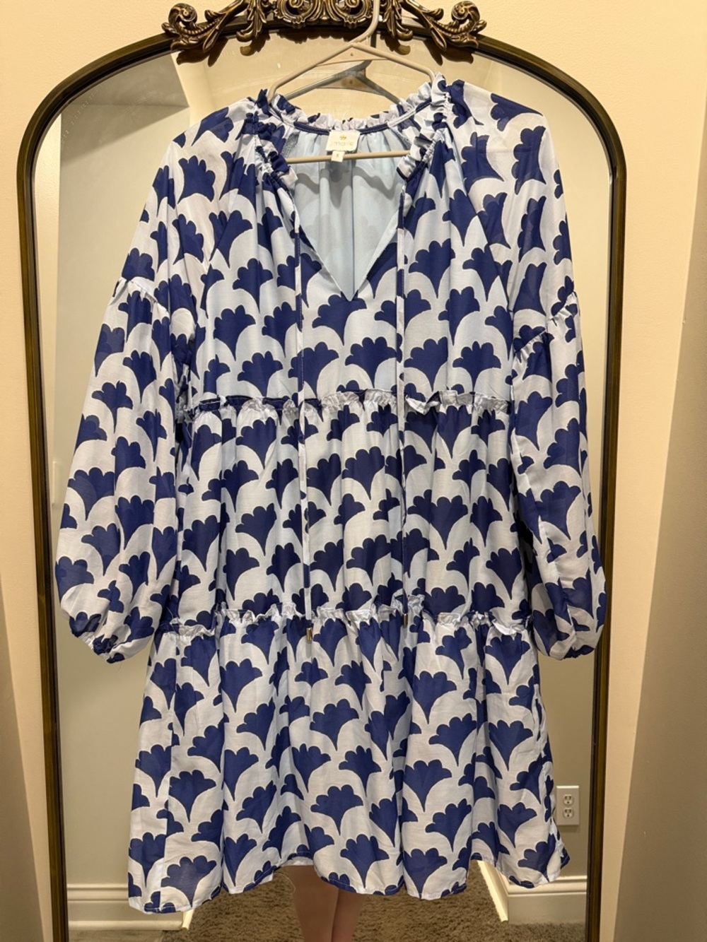 J. Marie Blue Floral-Print Mini Dress - Women's Casual Tiered Dress small